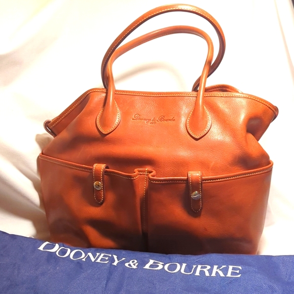Dooney & Bourke Cognac Brown Leather Tote - Picture 1 of 5